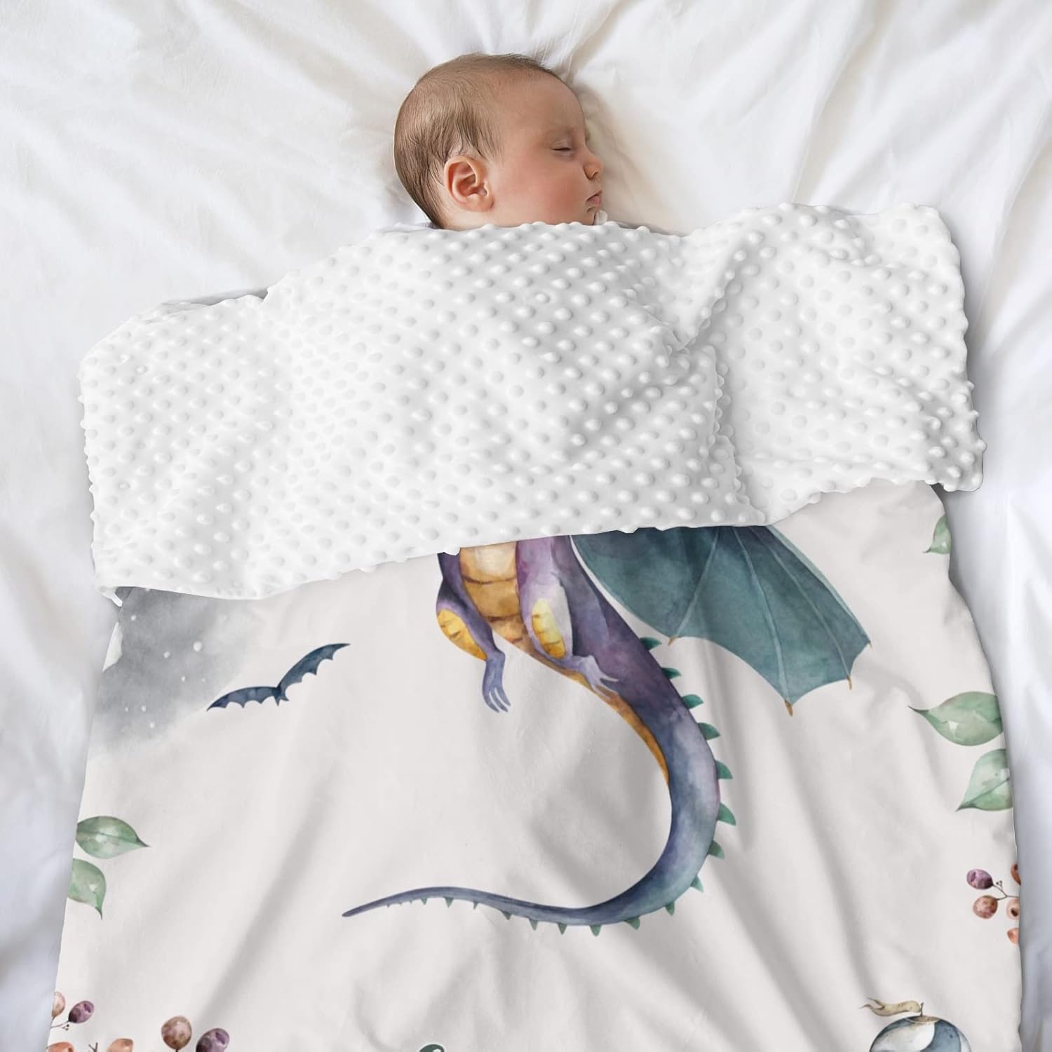 Cool Flying Dragon Personalized Baby Blanket for Boys Girls,Custom Soft Minky Blanket Layer Dotted Newborn Naps 50X60 in