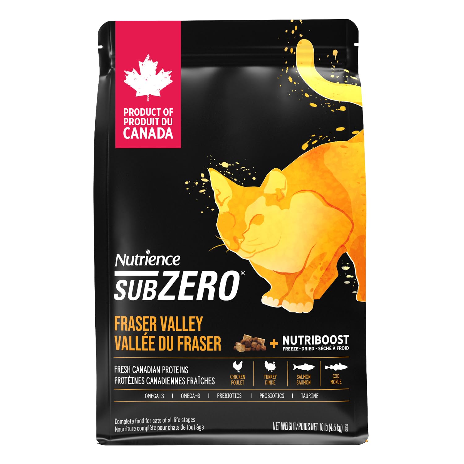 Nutrience Grain Free High Protein Subzero Cat Food Dry, 4.5 kg (10 lb), Canadian Fraser Valley, Dry Cat Food, Nourriture Pour Chat, Manger Pour Chat