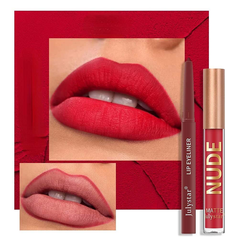 INTEROOKIE Lipliner Set – Wasserfester, Matter Lippenstift In Rosa, Rotierend, Einfach Anzuwenden