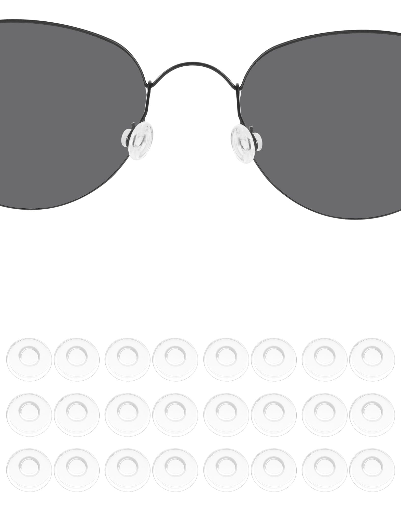 DROGO Silicone Eyeglass Nose Pads, Clear Circular Replacement Nose Pieces, Anti-Slip Plug-in Nose Pads