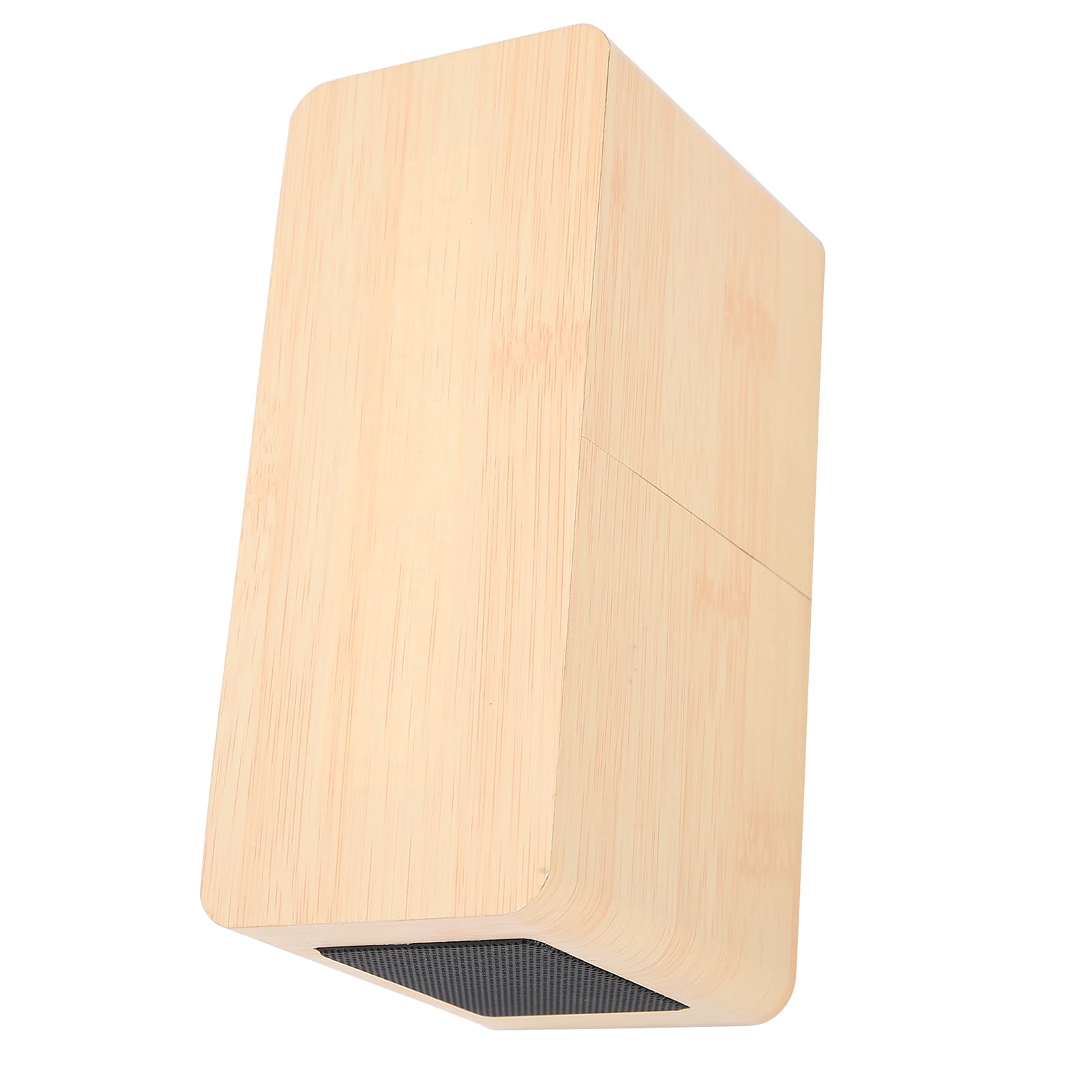 Zerodis Suministros de Oficina Altavoz Bluetooth con Despertador y Carga Inalámbrica para Uso Doméstico Multifuncional de Madera (luz roja de Madera Amarilla)