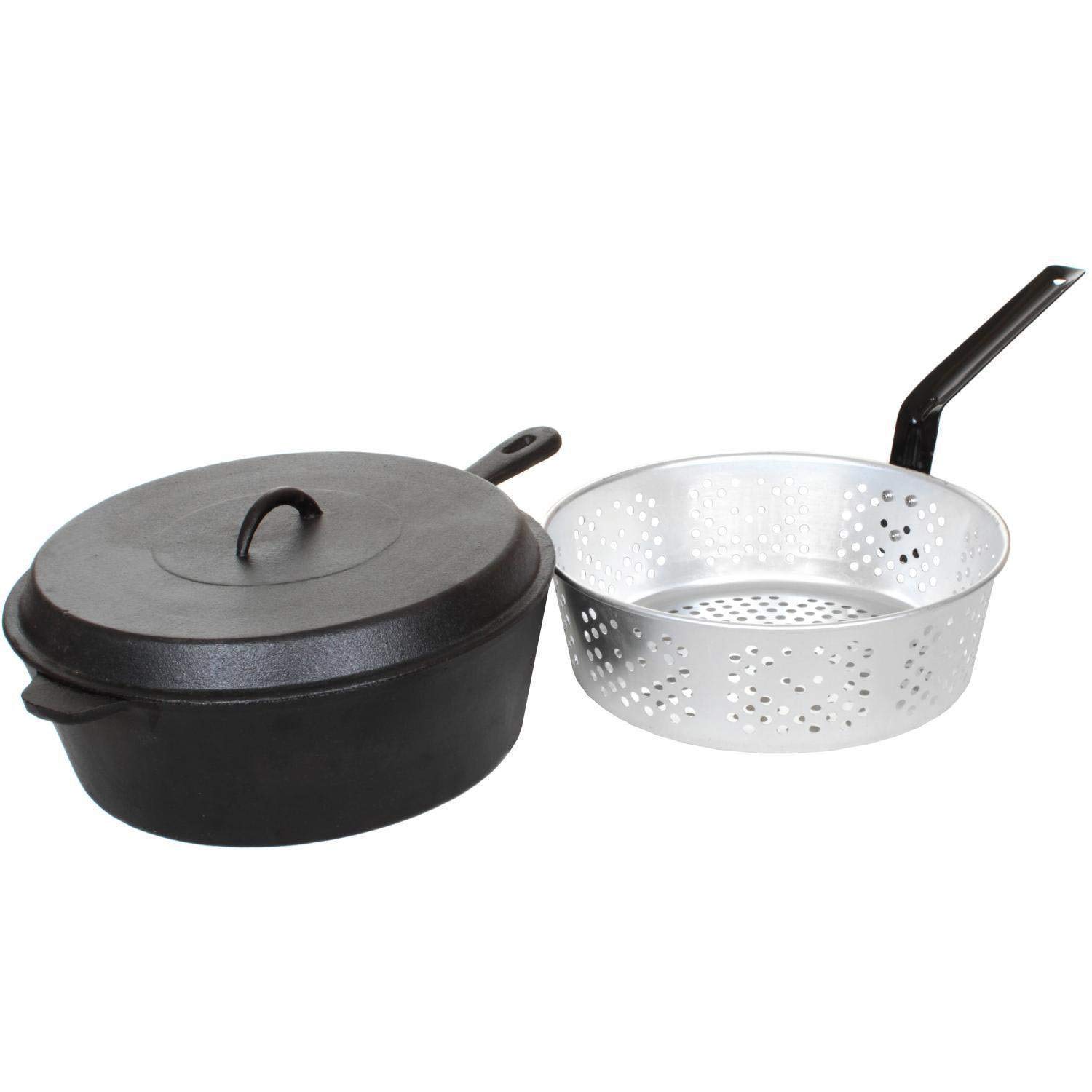 Cajun Cookware Fryers 6-quart Seasoned Cast Iron Chicken ...