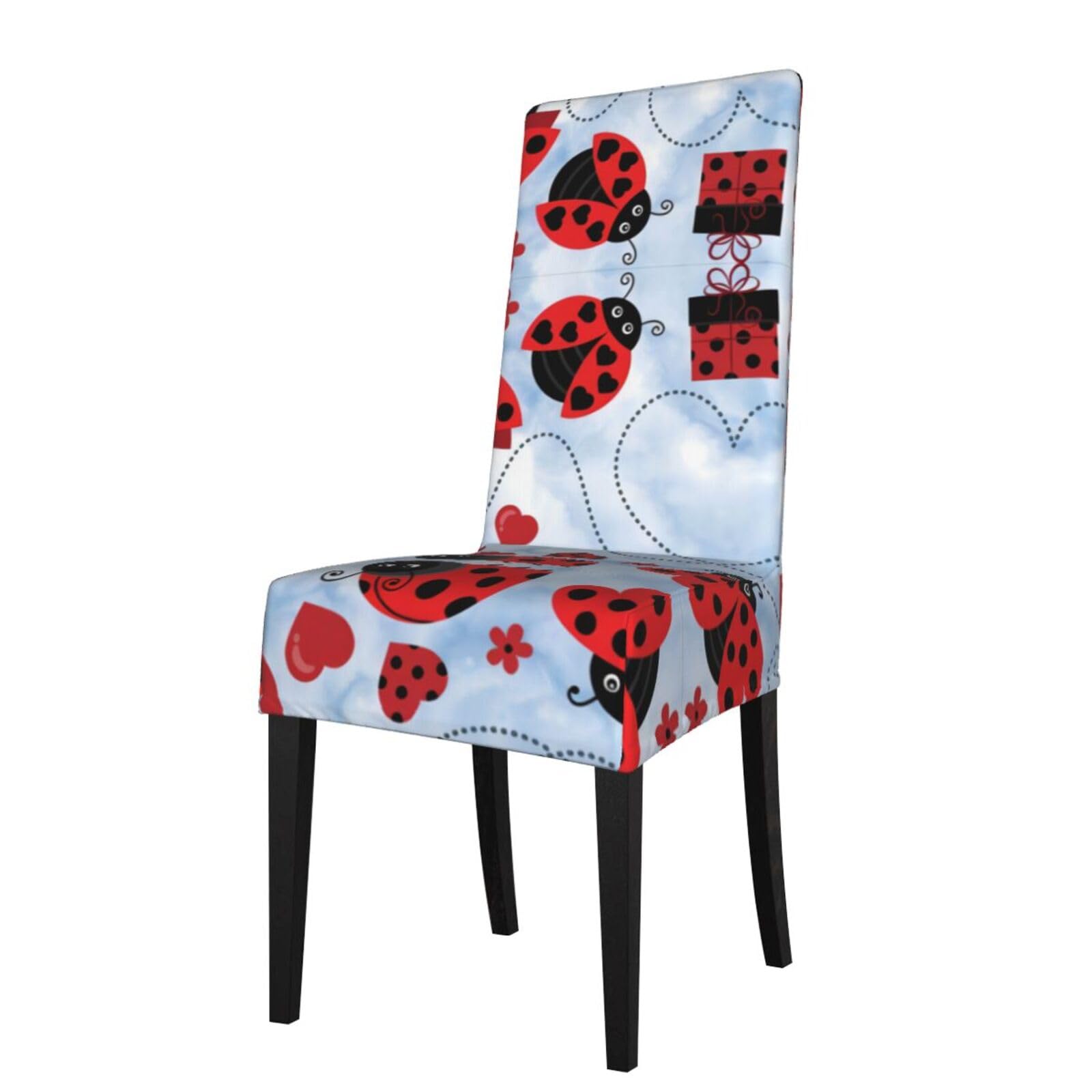 YYHWHJDE Ladybug And Cloud Prints Protection Cover for Dining Chair – Stretchable Slipcovers for a Refreshing Dining Room Makeover