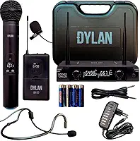 Microfone Sem Fio Duplo Dylan Udx-05 Bastão + Lapela/headset Profissional