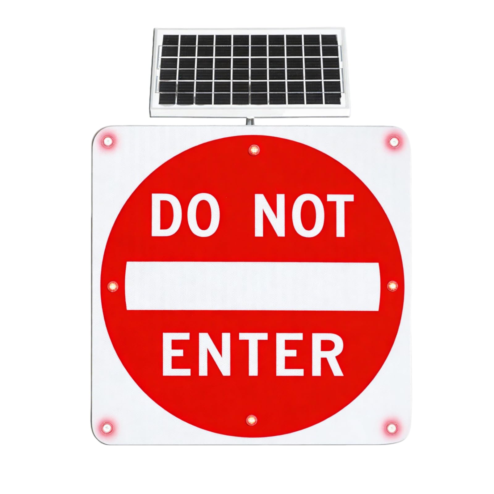 Señal de Prohibido el Paso con LED Intermitente de 24/30 Pulgadas, alimentada por energía Solar, señal de Advertencia de Seguridad Vial 24in