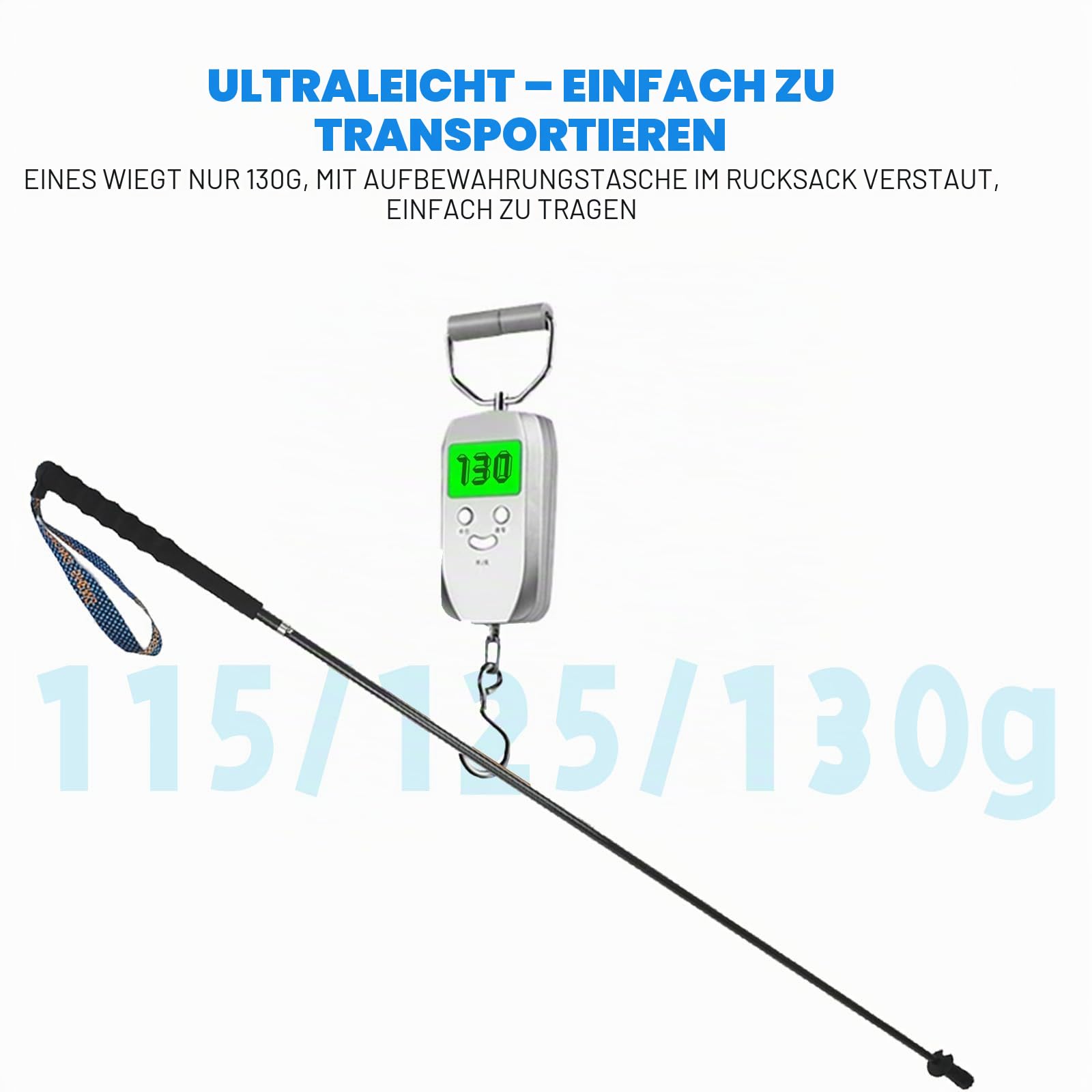 OKHEALING Ultraleichte Trekkingstöcke Faltbar 2er Set Ultraleicht Kohlefaser Trail Stöcke mit Feuchtigkeitstransport Griff mit Aufbewahrungstasche