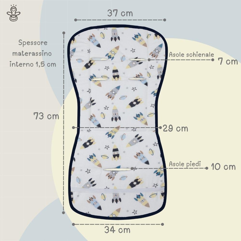 Copriseduta Universale Per Passeggino - In Cotone, Doppia Faccia, Morbido E Traspirante - Foto 7