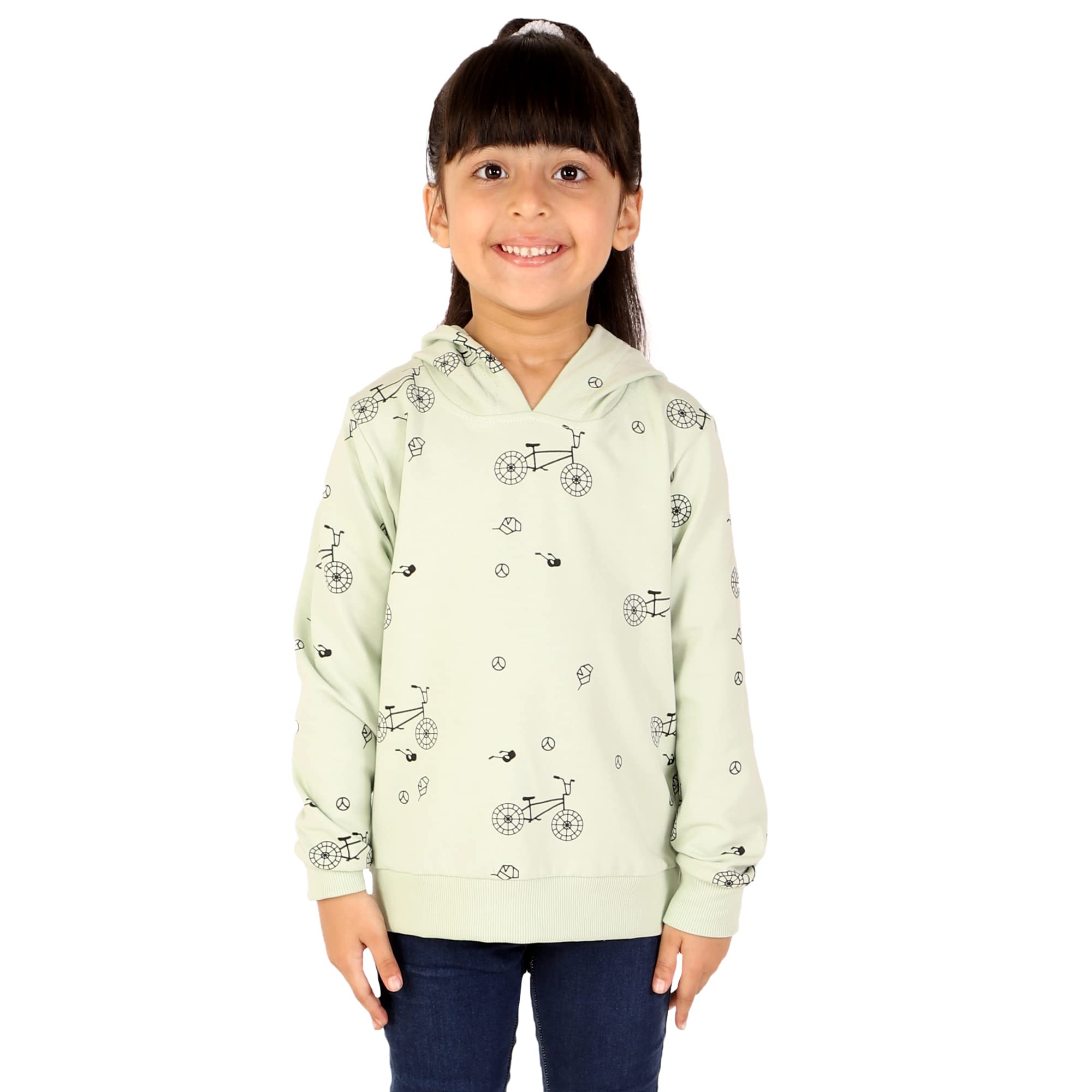 Onpoint Baby Girls Sea Salt Color Cotton Blend Hooded Neck Printed Full Sleeve Sweatshirt Hoodie-18(0 to 12 Month)