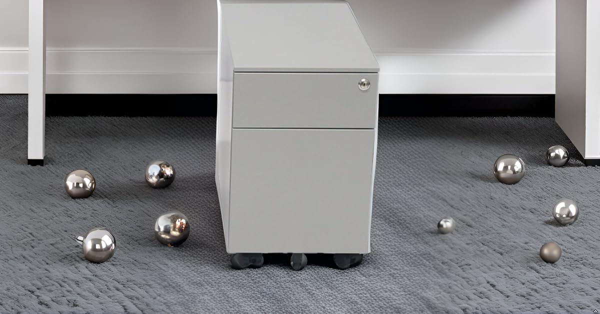Lift It 2-Drawer Mobile Filing Cabinet with Lock & Wheels - 11.8" Slim Under Desk File Storage for Letter/Legal Documents, Black Metal Office Cabinet