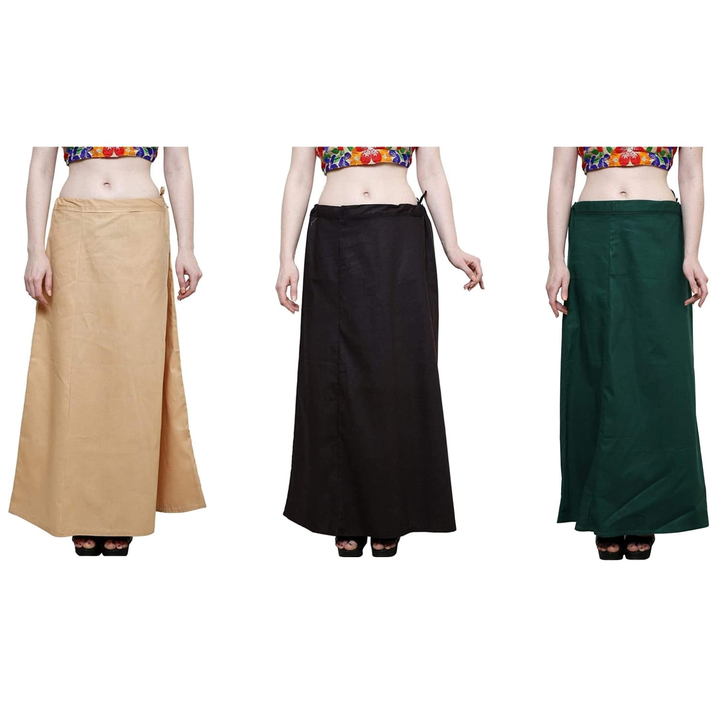 Tshirt WALE CHACHA Women's Cotton Regular Fit Petticoat/Inskirt for Sarees Multicolor | OR RD YL