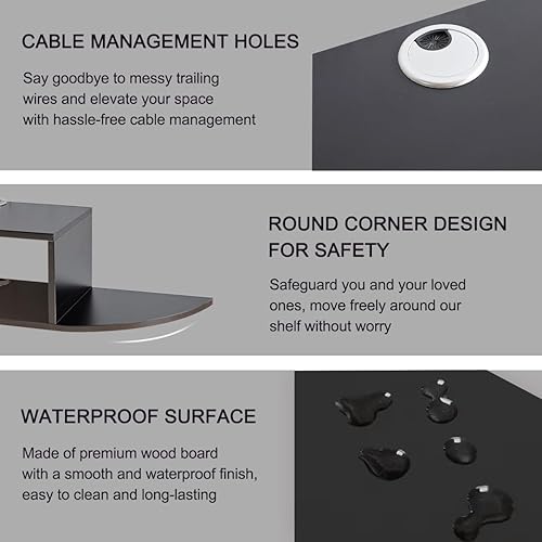 Miniatura 17 de GHC Soporte de TV flotante, centro de entretenimiento montado en la pared y estante de gabinete, consola de TV con almacenamiento, consola