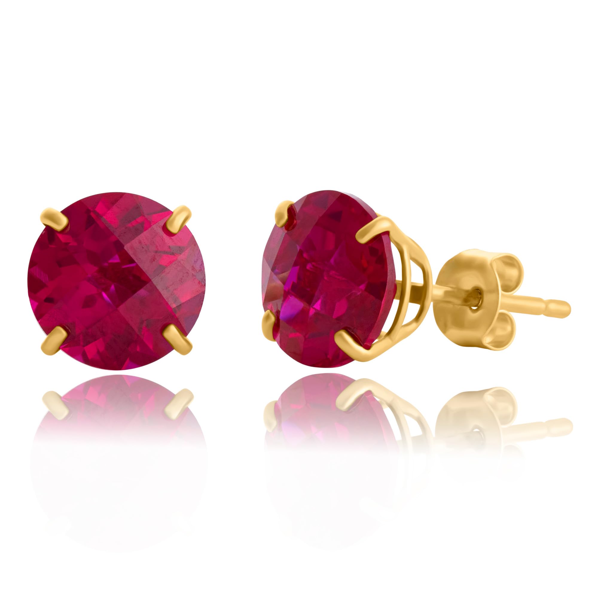 10k Gold 8mm Round Birthstone Stud Earrings for Women by MAX + STONE