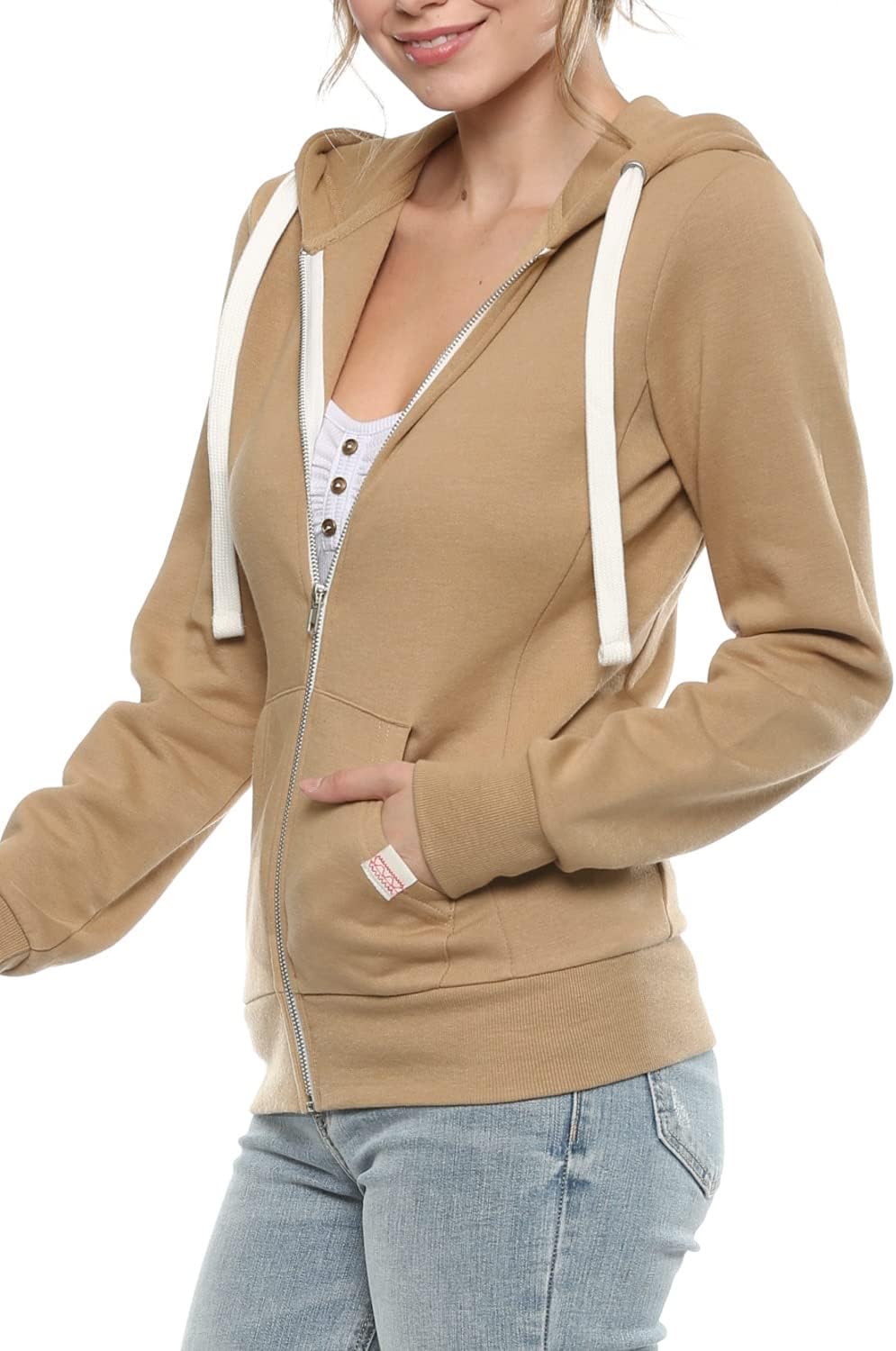 Urban Look Womens Active Long Sleeve Fleece Zip Up Hoodie with Plus Size - Image 3