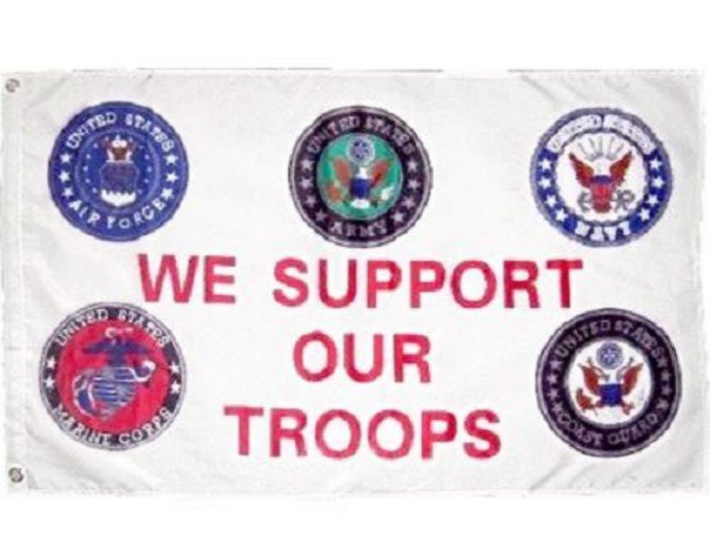 AESSupport Our Troops 5 Branches Military Service 2x3 2'x3' Polyester Flag