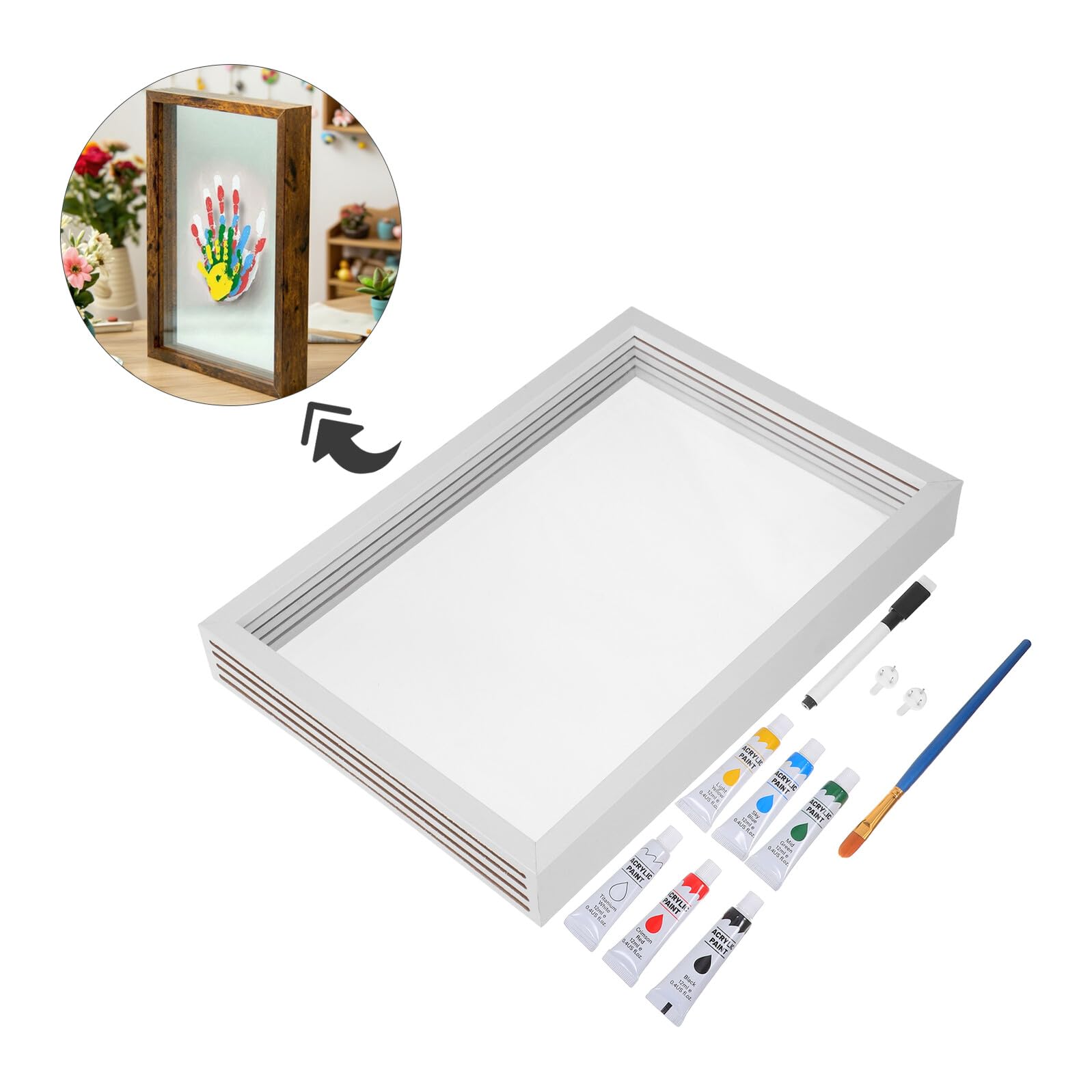 Ciieeo Kit Impronte Famiglia Cornice Legno Ricordo Kit Calchi Mani Cornice Foto Scatola Impronte Famiglia Ragazza