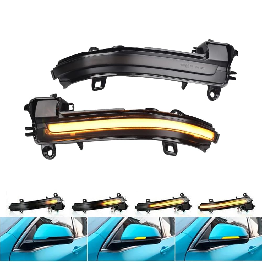 Paire de clignotant de rétroviseur latéral LED pour BMW 1 2 3 4 Série lci F20 F21 F22 F23 F87 M2 F30 F31 F34 GT F32 F33 F36 i3 I01 X1 E84 (Noir)