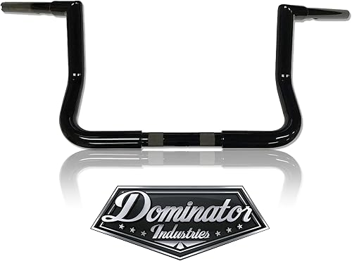 Dominator Industries Manillar Bagger Ape de corte ingletador de 1 1/4 pulgadas, elevación de 10 pulgadas, negro brillante, compatible con Electra