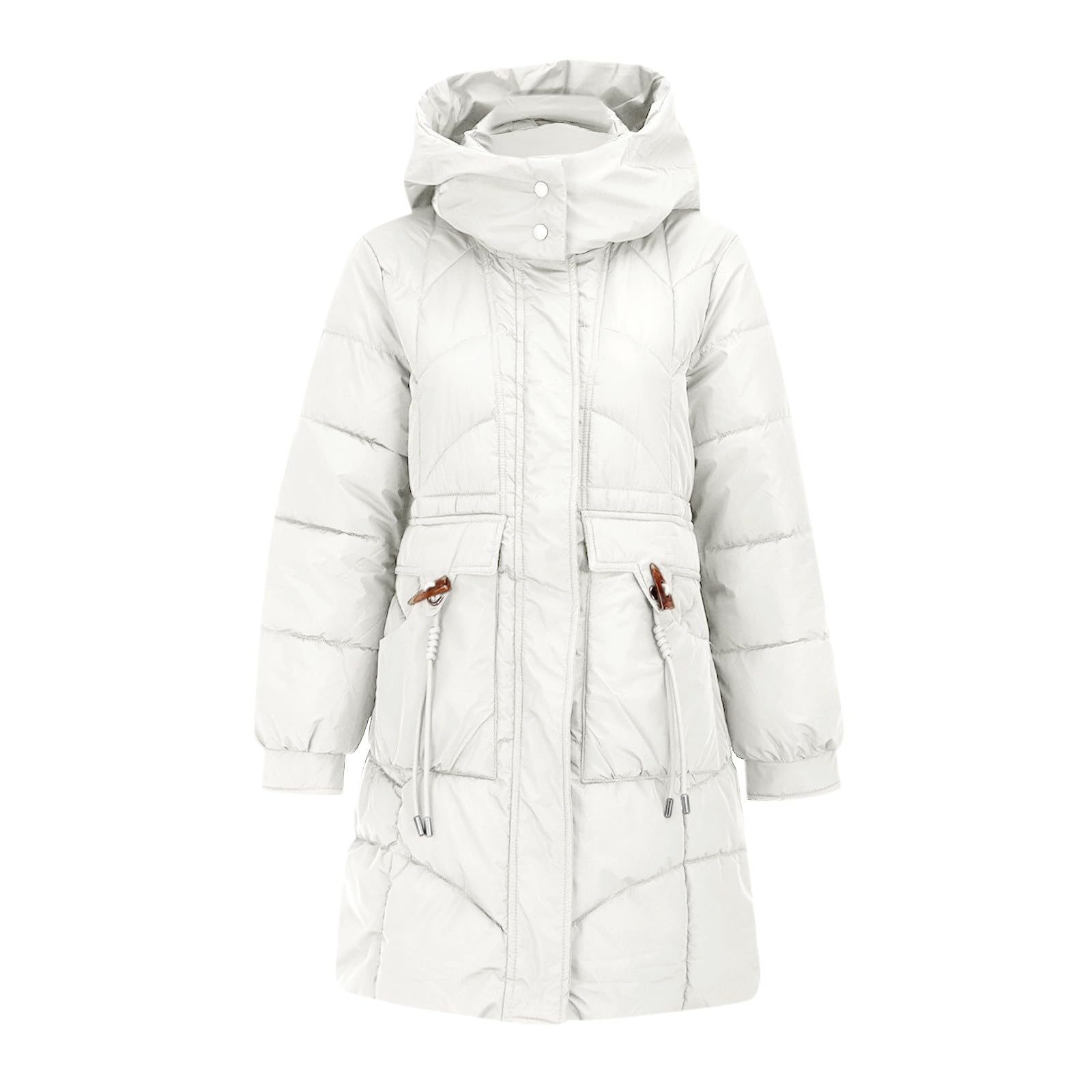 Piumino da donna invernale lungo – caldo cappotto trapuntato con cappuccio cappotto invernale ispessito, piumino antivento, parka invernale a maniche lunghe, per esterni