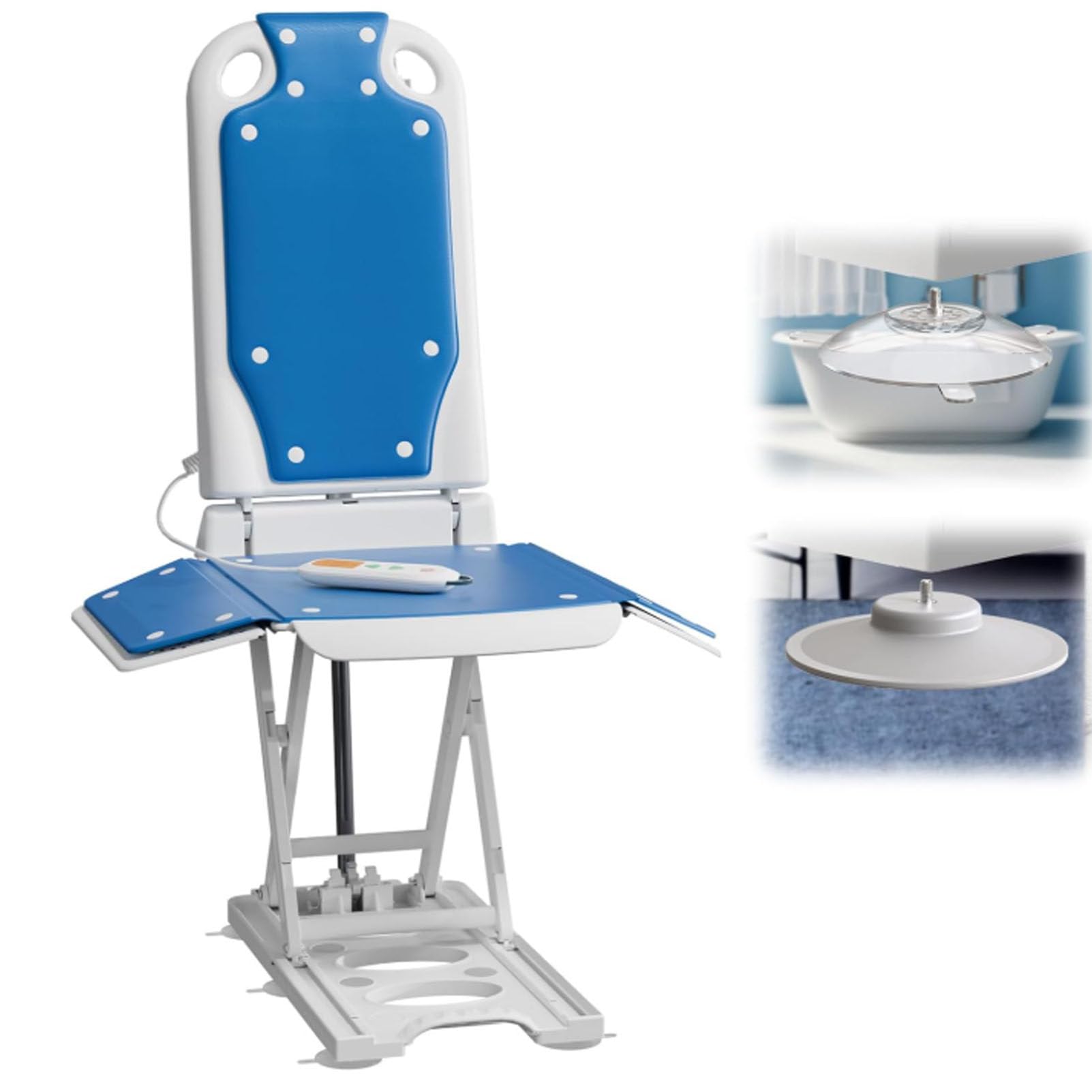 Sollevatore elettrico per sedia, regolabile in altezza da 5 a 48 cm, supporta 136 kg, design pieghevole per anziani, sollevatore impermeabile per vasca da bagno per stare in piedi indipendenti