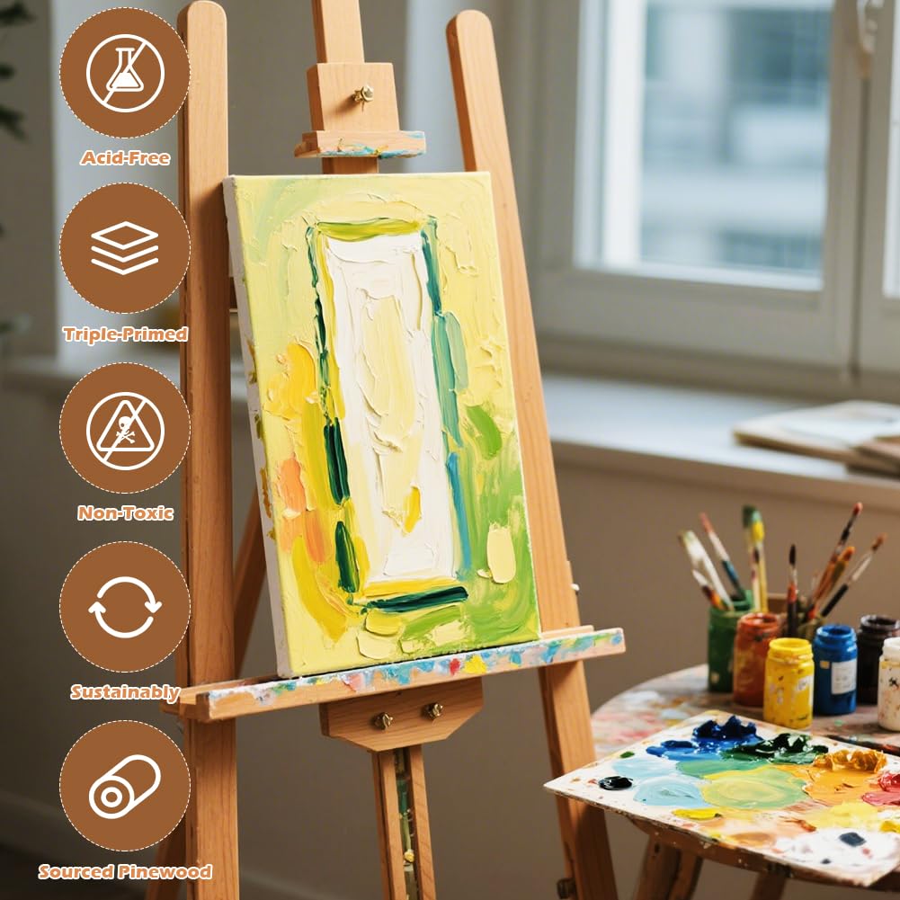 Zenacolor Tela per Dipingere 20x20 - Set di 10 Tele per Dipingere - Telo Bianco per Colori Acrilici, ad Olio, Tempere - 10 Canvas 100% Cotone - Tela Pittura per Bambini e Adulto
