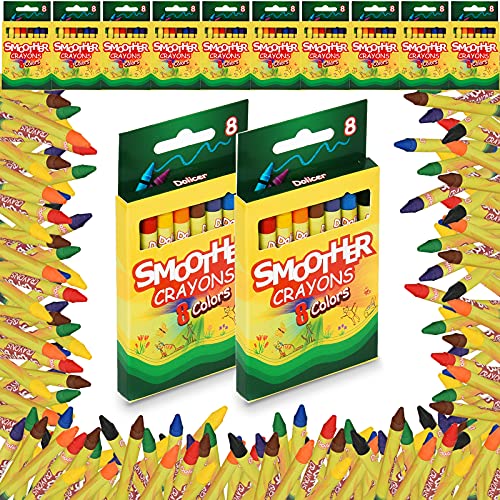 Dolicer Crayon 8ct 12パック 幼児クレヨン 12パック 8色のクレヨン バルククラシッククレヨンパック クレヨンセット パーティー記念品 赤ちゃん/幼児/子供への安全なギフト