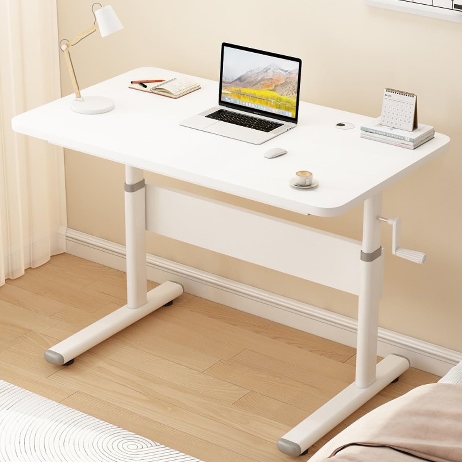 L-Sd - Mesa de trabajo de 18 mm de grosor con manivela de madera, perfecta para el hogar, oficina, diseño para mesa Worpace