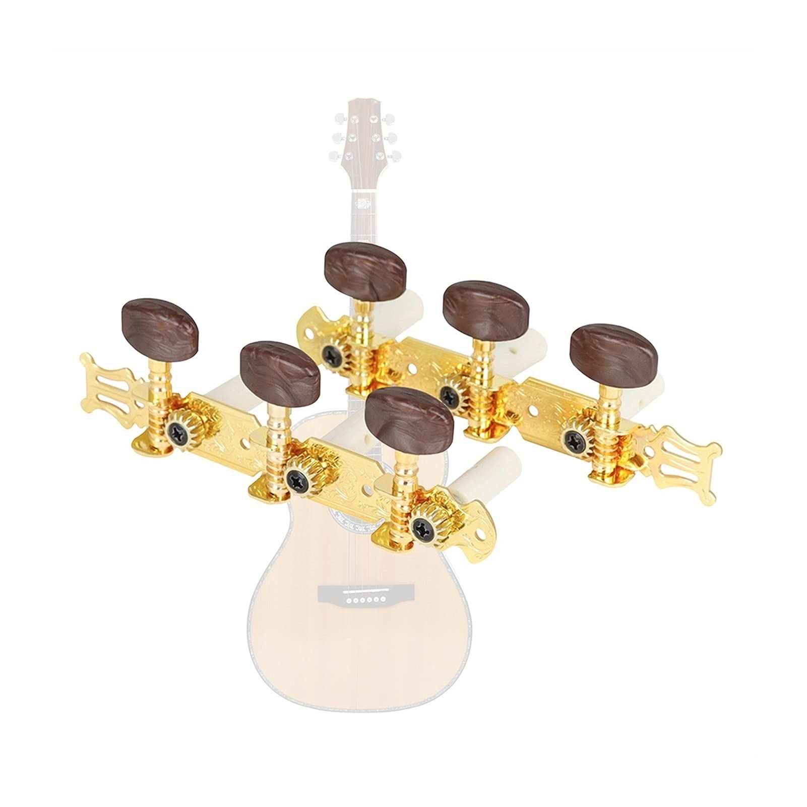 Clavijas Afinación Sintonizadores De Afinación De Cuerda Dorada De Metal, Cabeza De Llaves De Máquina 14: 1, Izquierda, Derecha, 3L3R para Guitarra Clásica, Piezas De Accesorios De Bricolaje