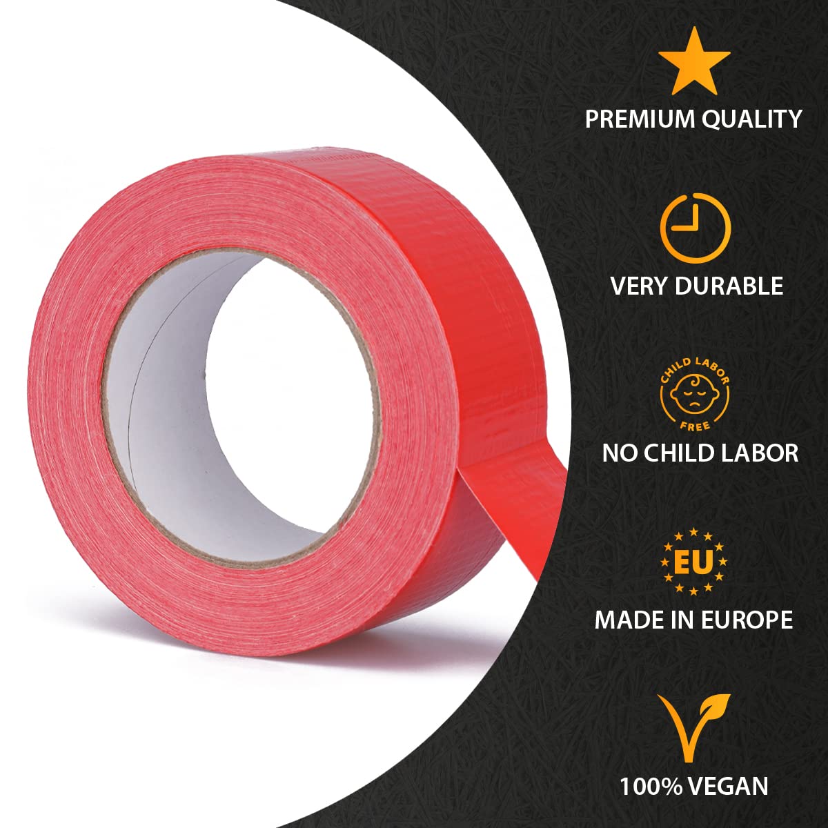Paquete de 36 | cinta acorazada premium roja [50m x 48mm] cinta de tela cinta de reparación | alta fuerza adhesiva | cinta adhesiva | cinta acorazada resistente | cinta adhesiva multiuso