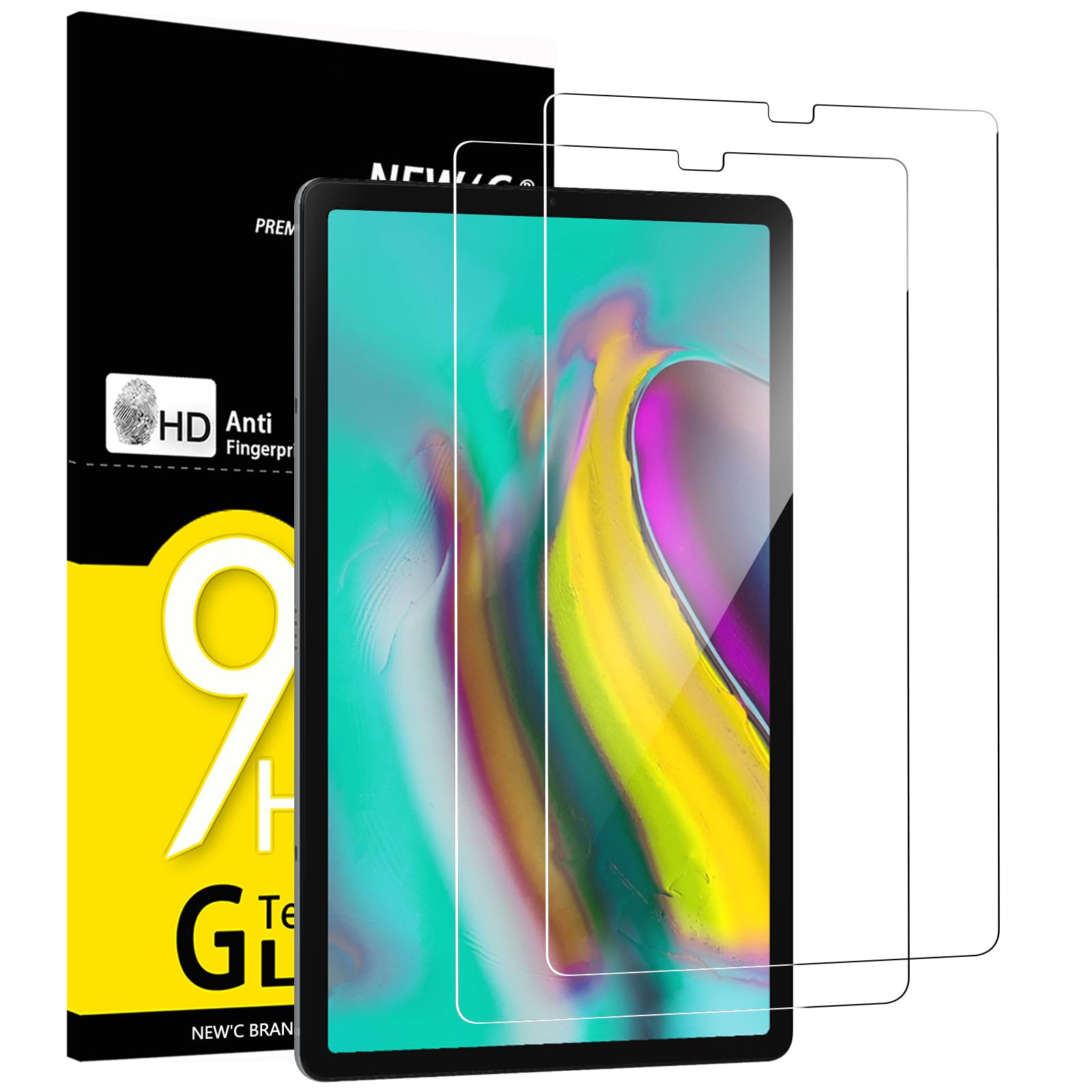 NEW'C 2 Pack Designed for Samsung Galaxy Tab S6/S5e 10.5 Inch 2019 Screen Protector Tempered Glass, Bubble Free, Ultra Resistant