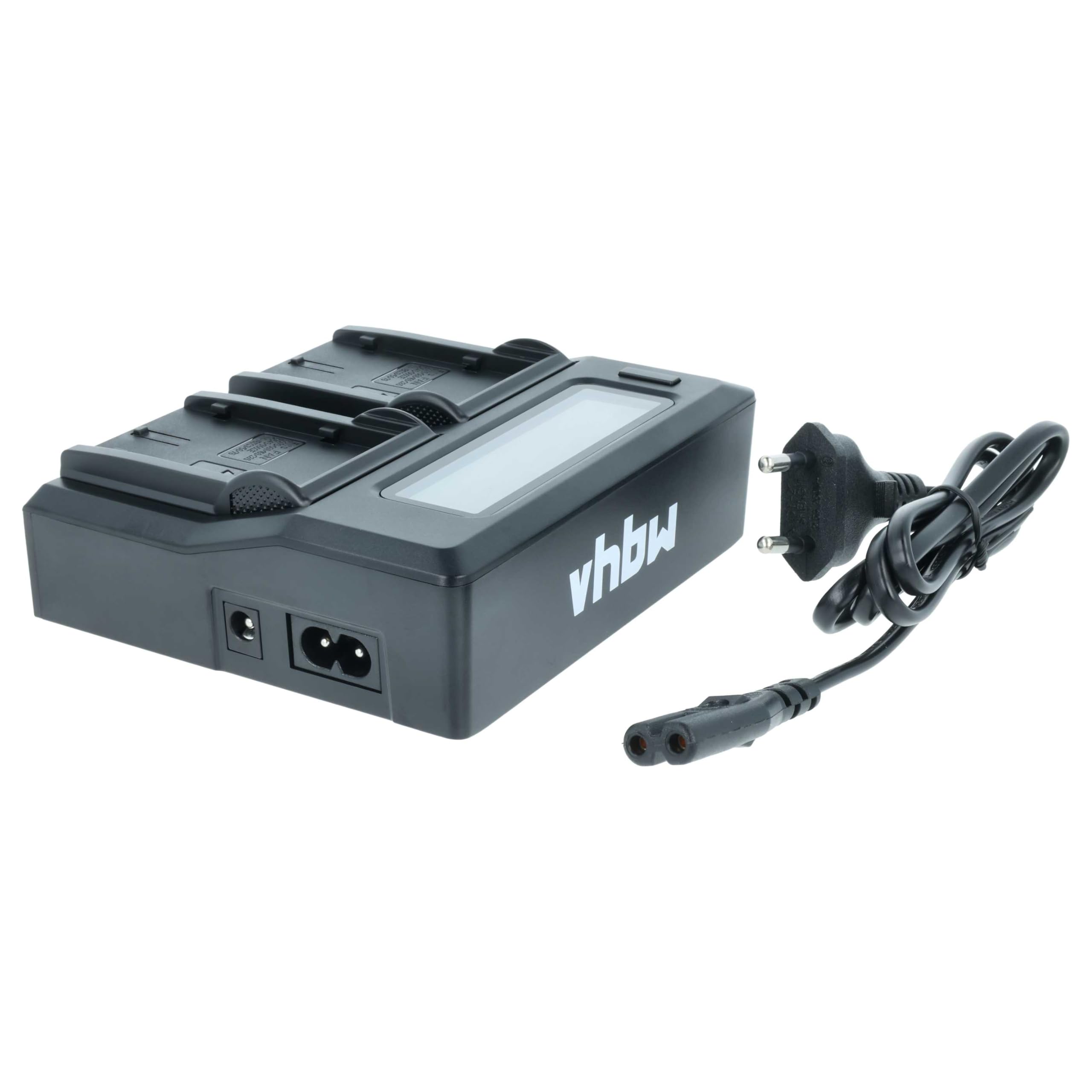 vhbw Cargador Dual Compatible con Panasonic AJ-PX270, AJ-PX270EJ, AJ-PX298MC batería de cámara - Soporte con Pantalla
