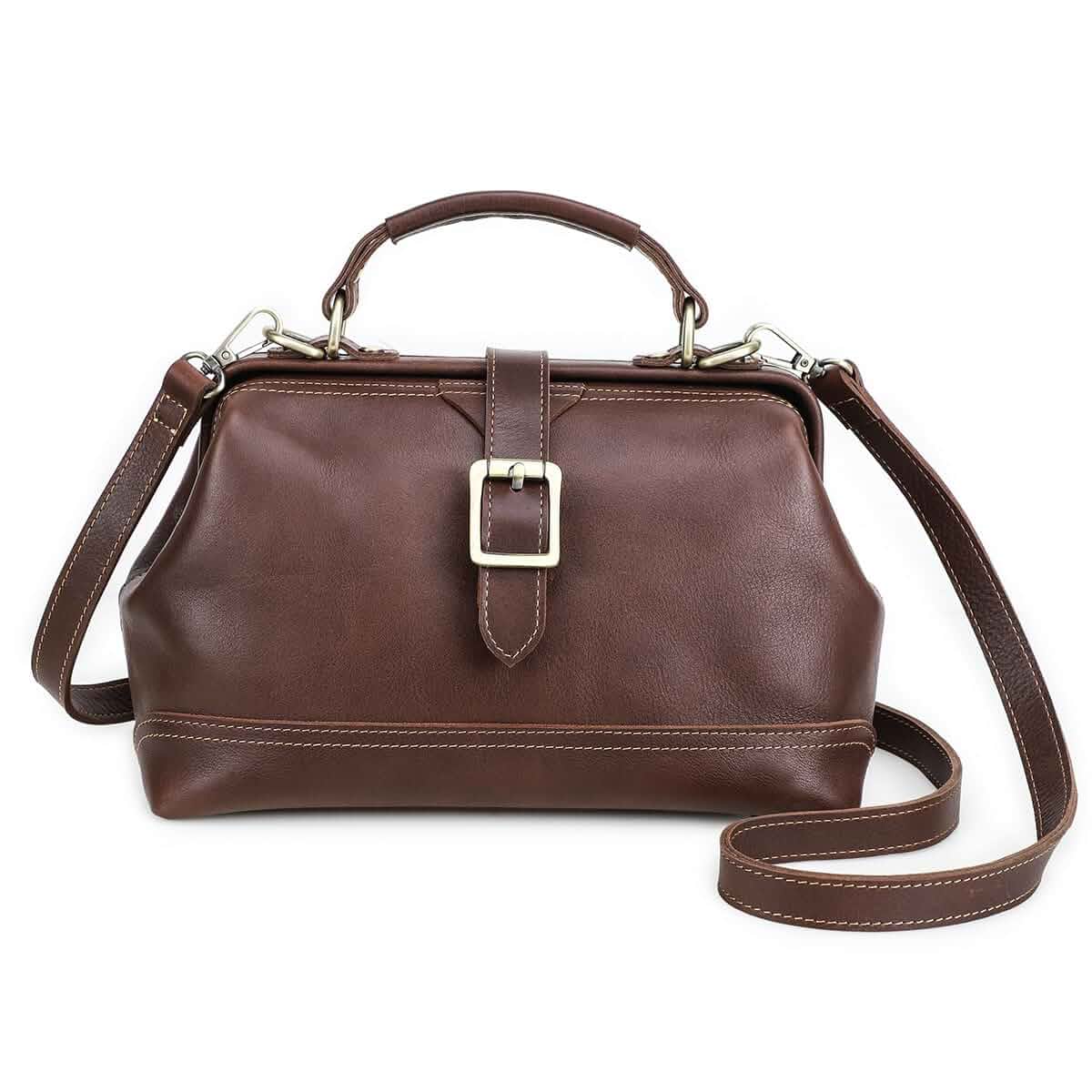 CONTACTS Full Grain Leather Doctor Purse Bag for Women Top Handle Bag Vintage Handbag Shoulder Bag