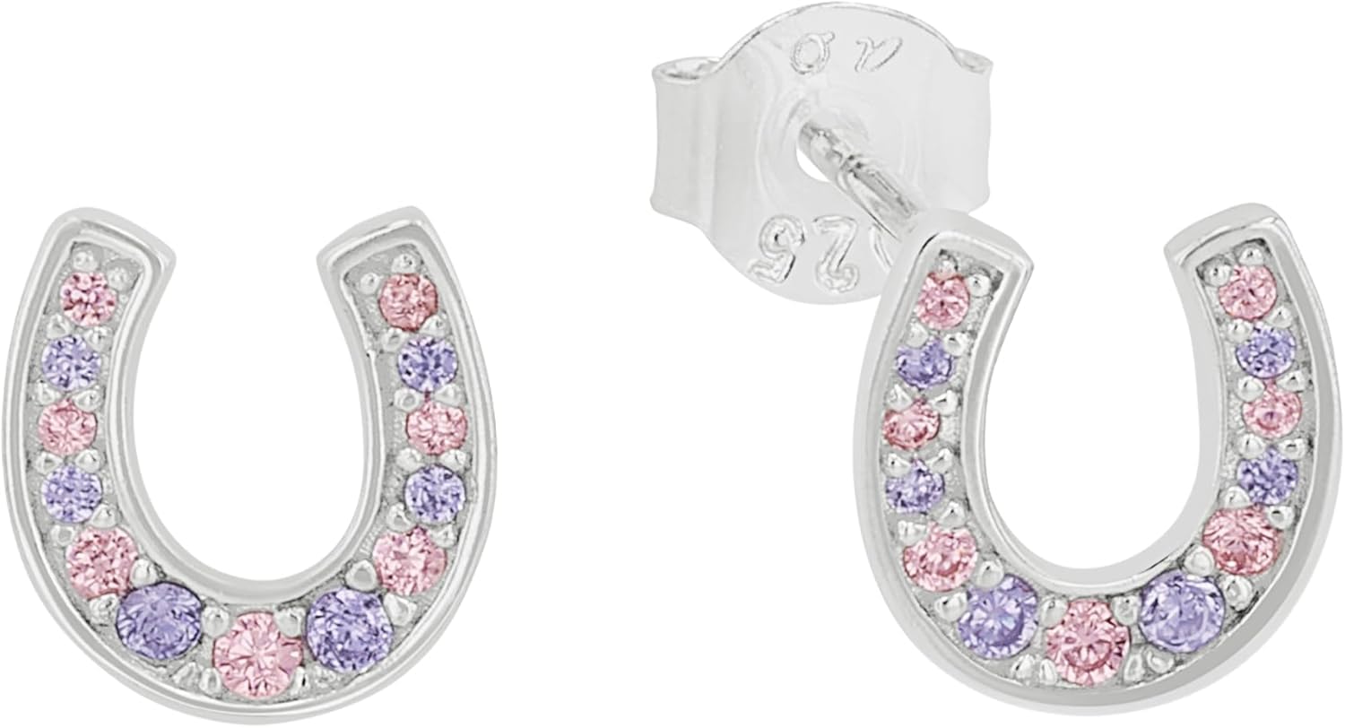 s.Oliver Schmuckset für Mädchen aus 925 Sterling Silber, rhodiniert, Halskette, Armband und Ohrstecker mit Hufeisen Design