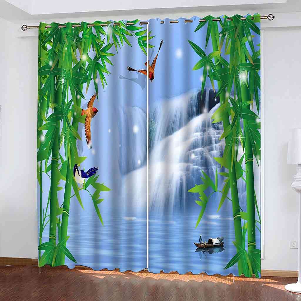 Rideau occultant 3D paysage cascade haut de gamme avec isolation thermique et phonique