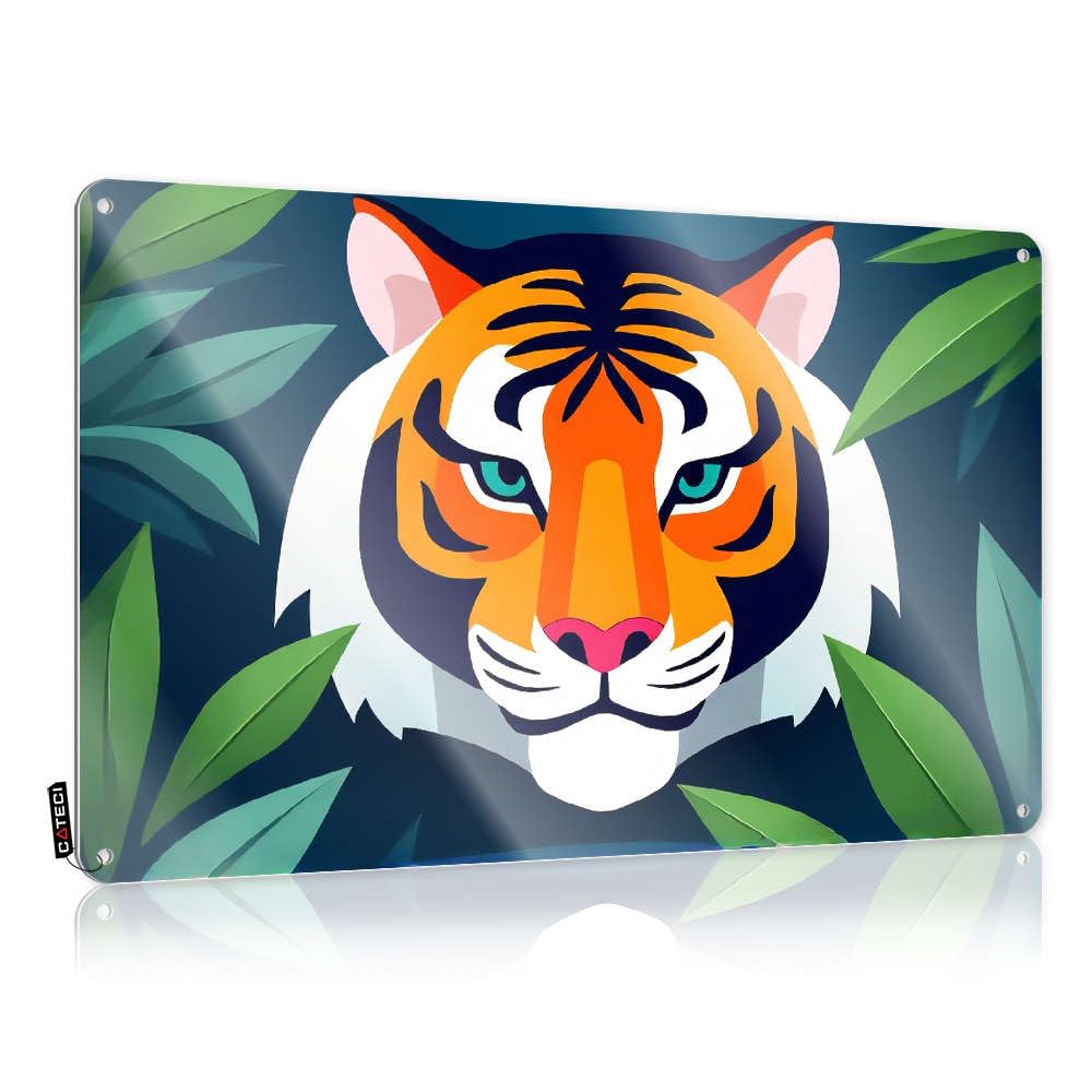Tinsign Gift For Lawyer Decor - Tiger Face Surrounded By Leaves. Lovely Metal Wall Art Ready To Hang For Bar(30X40CM)