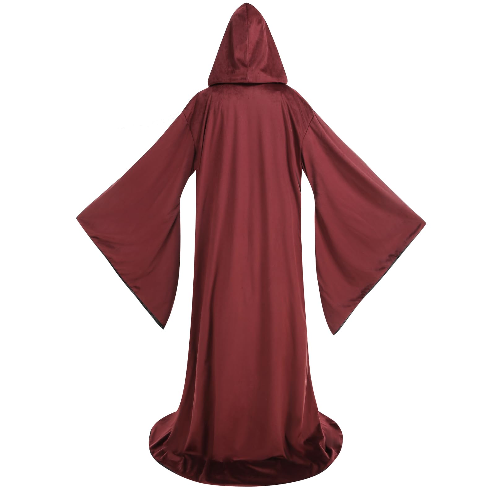 Reversible Adult Wizard Robe with Satin & Dutch Velvet Fabric,Double Sided Style Medieval Hooded Wizard Costume - Image 2