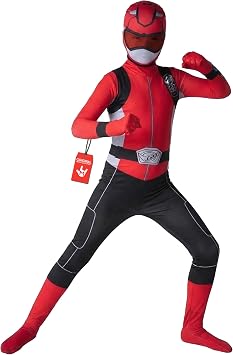 Morph Red Power Ranger Costume for Kids, Boys Red Ranger Outfit, Power Rangers Dress Up for Children, Large