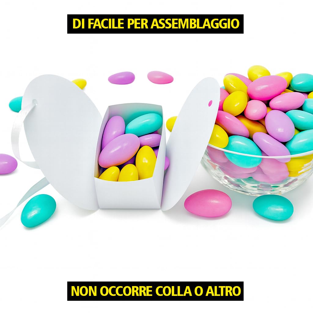 Mr Pubblicità - kit da 75 pezzi PERSONALIZZATI (stampa inclusa) - 25 Scatoline Portaconfetti + 25 Tag + 25 Nastrini, Per Sposi, Matrimonio, Nozze, Promessa, Scatolino, Bomboniera