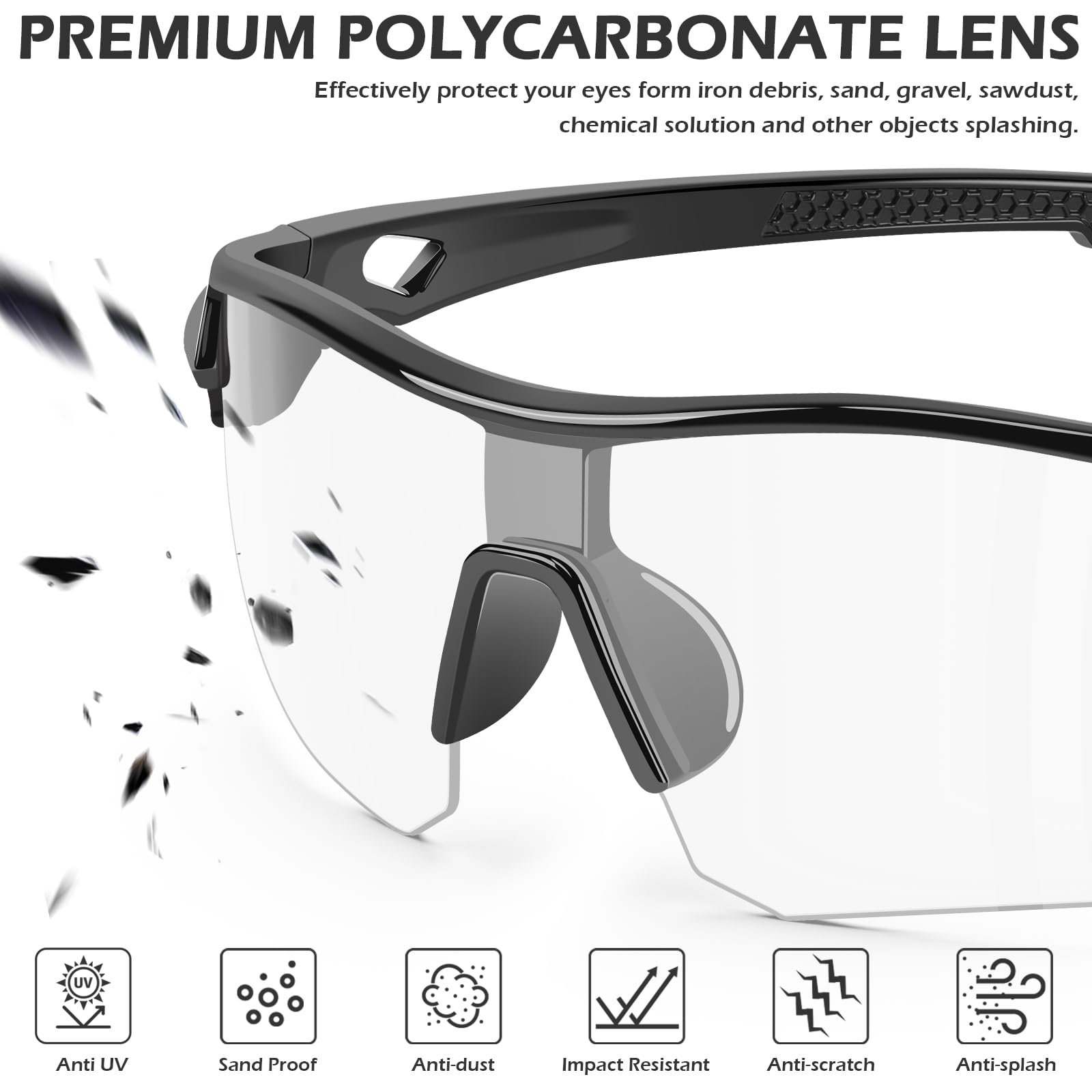 OXG 6 paia di occhiali di sicurezza resistenti ai graffi ANSI Z87.1 occhiali protettivi unisex (lenti trasparenti)