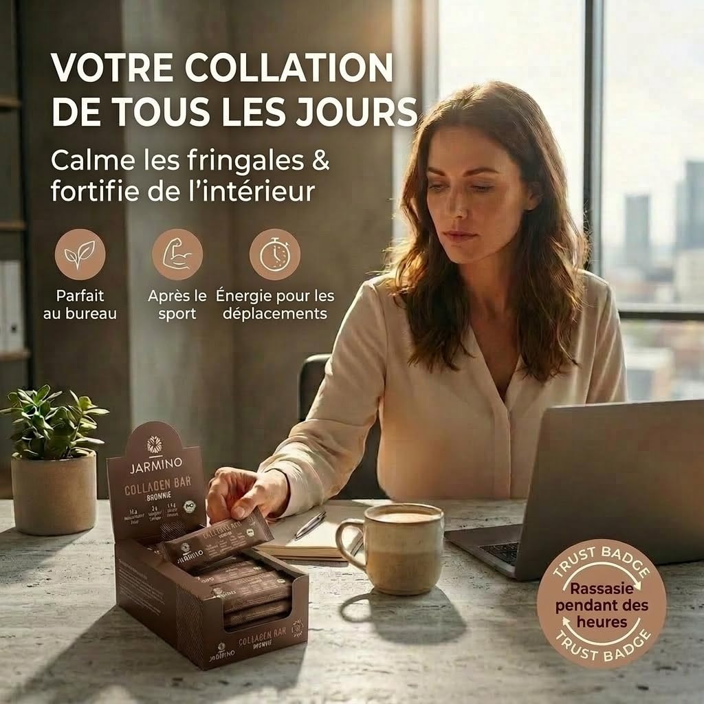 Barre de collagène High Protein Bar Brownie 12x55g - Barre protéinée High Protein Low Sugar + sans huile de palme (amande-chocolat) Barre protéinée 12 pièces