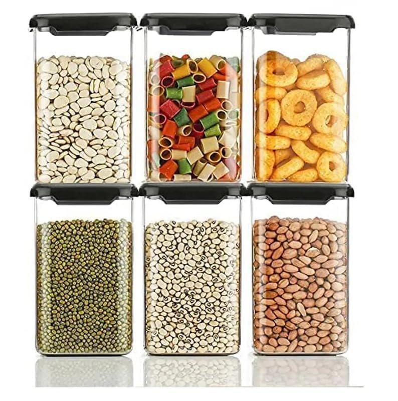 VIDHYADEVAM Air Tight Containers Storage Set For Kitchen, Pantry Organization, Bpa-Free, Dishwasher Safe (Pack Of 6, Black, 1100 ml, Plastic) (B0DD6PCYYR) Amazon Price History, Amazon Price Tracker