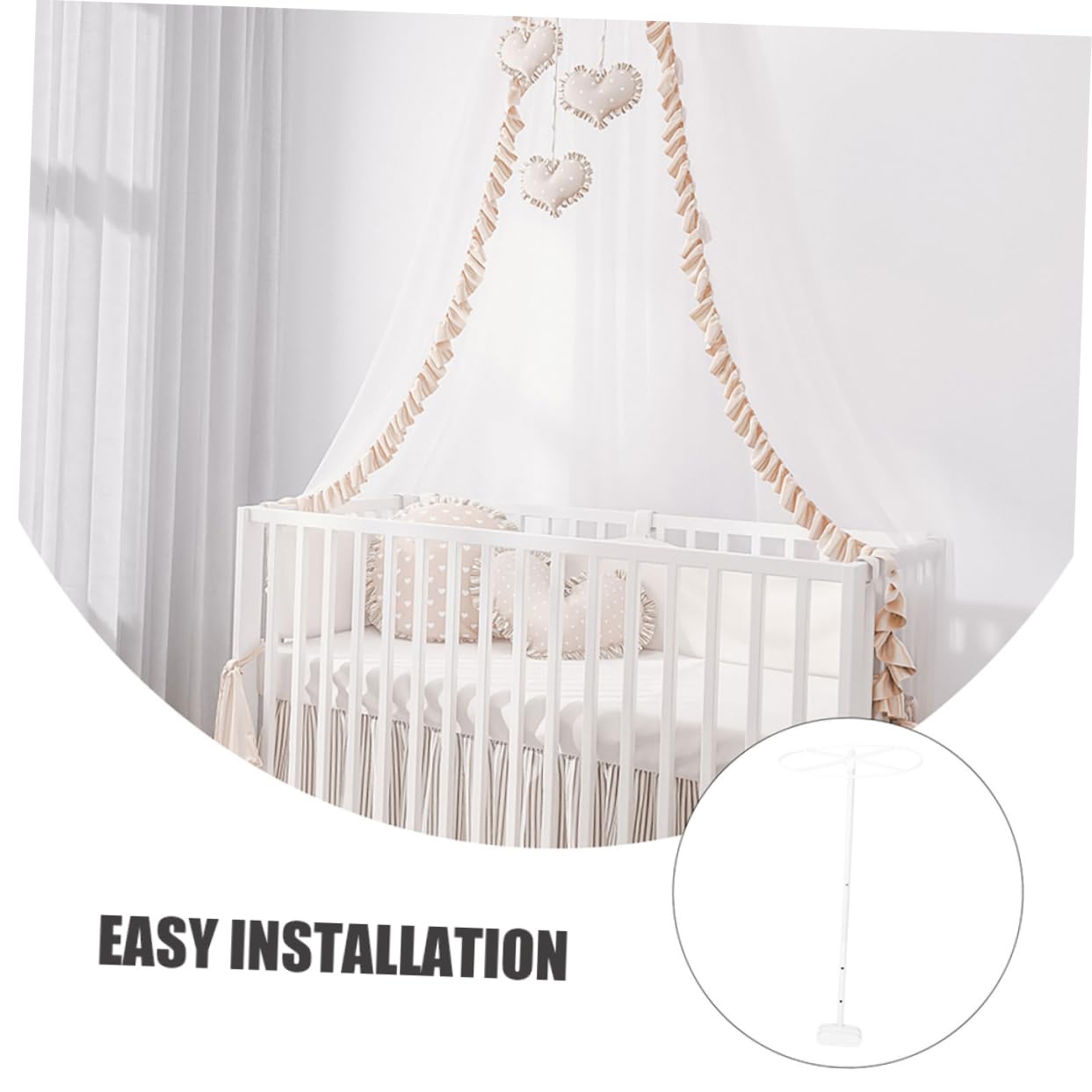 Babybettnetzhalter Baldachinhalterung 2 Satz aus Stahl mit Bettrahmentiefe unter 2,4cm mit Abnehmbarem Design und Einfacher Installation für Babybett