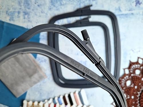 Miniatura 9 de Nurge Antracita mediano (No 3) aro cuadrado de plástico para bordar, aros de punto de cruz, aro de aguja de perforación, costura artesanal de