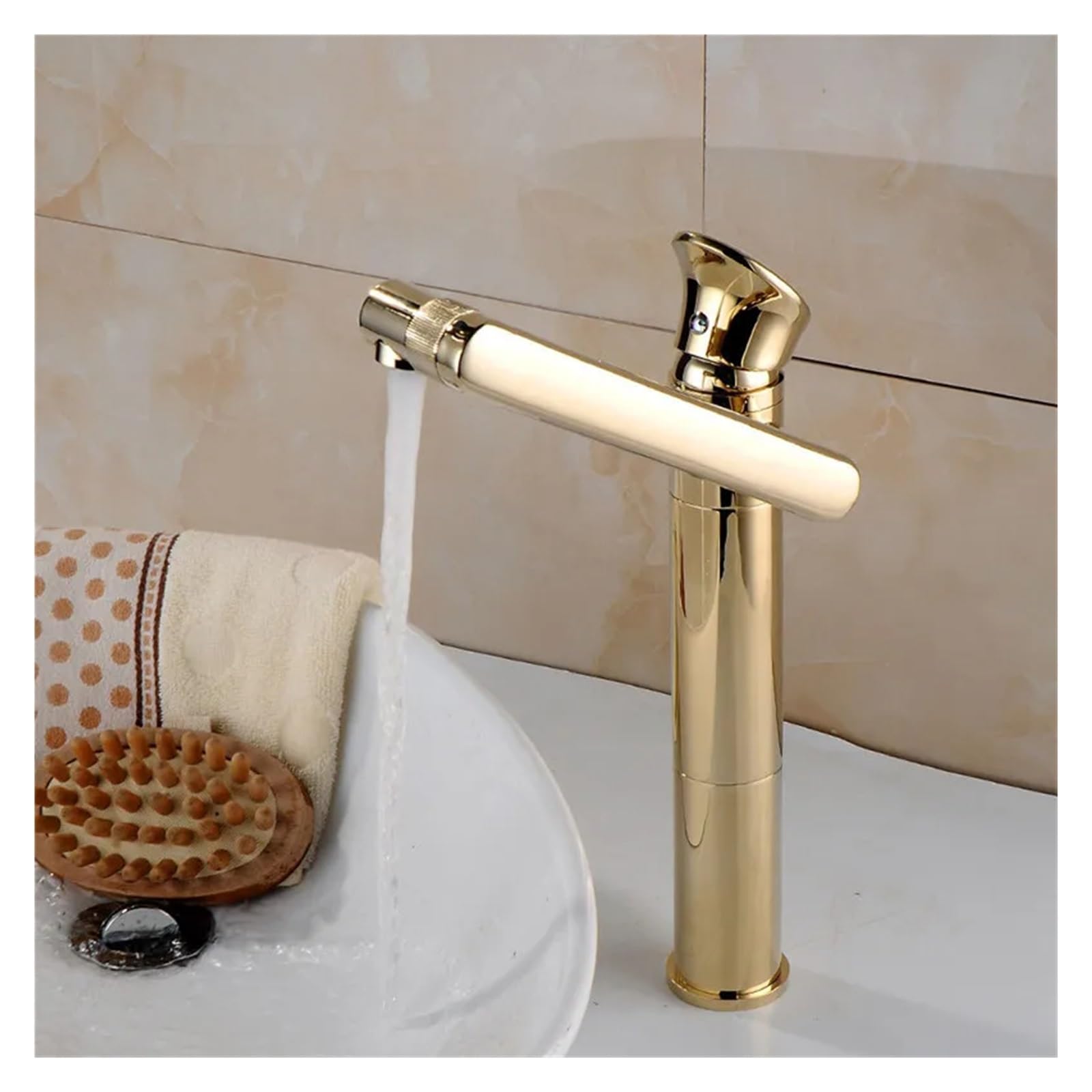Sxithgkdw Gold Faucet, Basin Faucet Bathtub Faucet 360 Degree Swivel Bathroom Faucet Single Handle Sink Faucet Mixer Hot And Cold Water Sink Crane (Color : ), Kd-301897