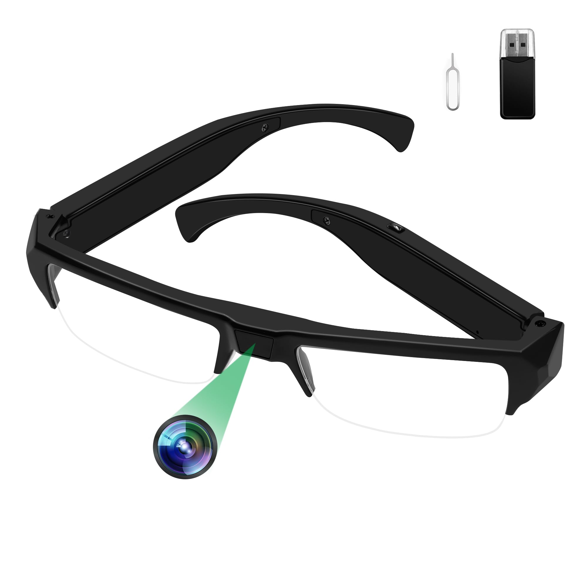 Fotocamera Spia per Occhiali 1080P, Telecamera Nascosta Invisibile Portatile, Occhiali Sportivi con Telecamera Spia, Action Cam per il ciclismo, le lezioni e altre attività indoor e outdoor