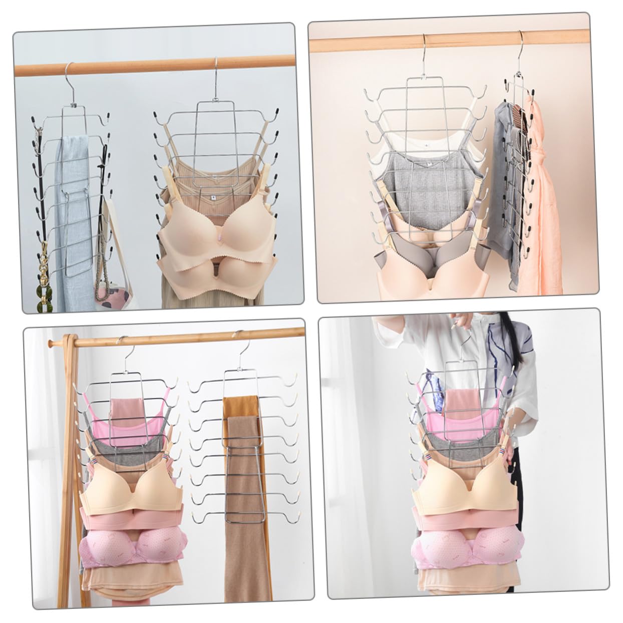 TOYANDONA 2pezzi Grucce per Reggiseni Multistrato Contenitore per Canottiere e Reggiseni da Donna Organizer per Armadio Resistente e Pratico per Uso Domestico e Viaggio