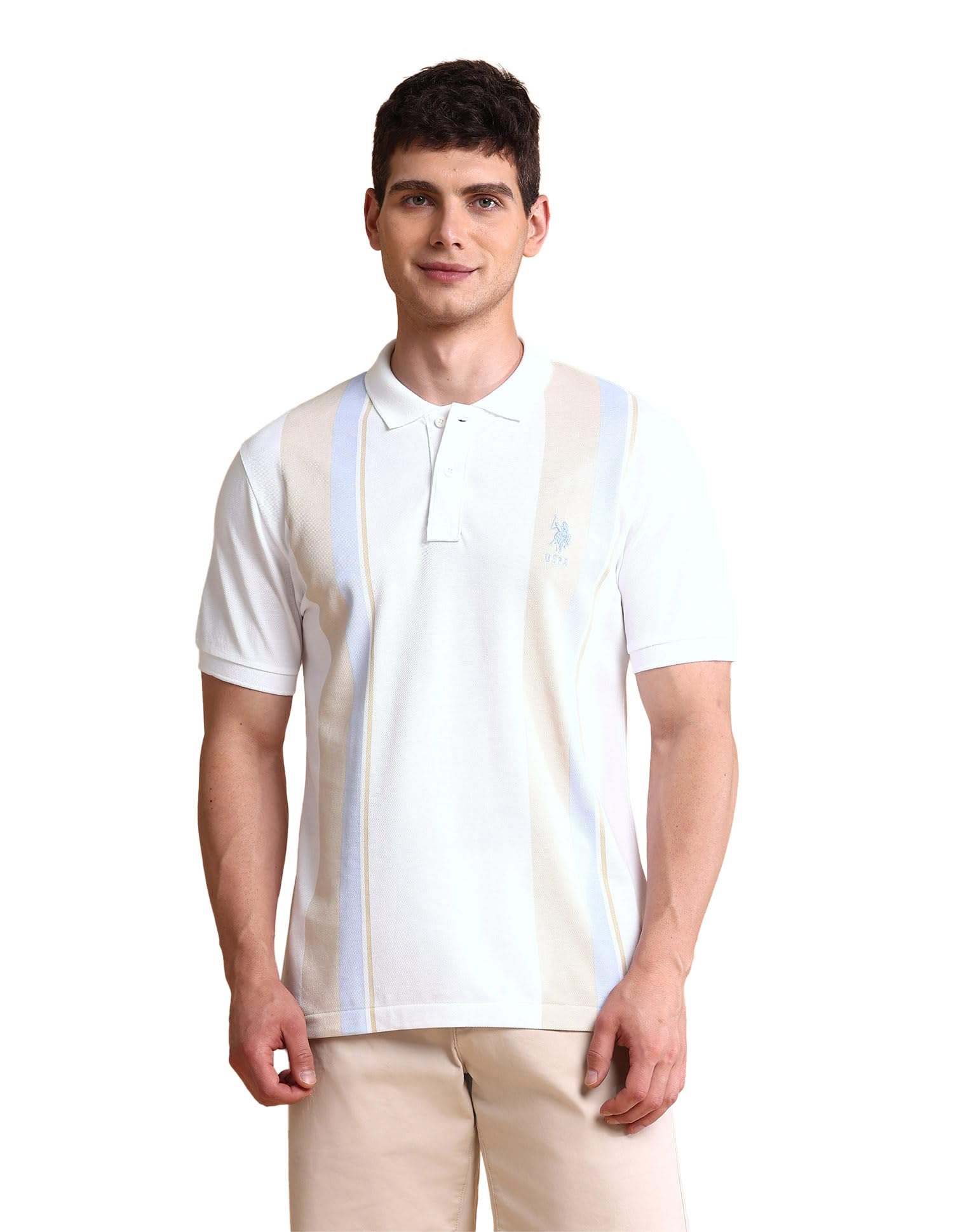 u.s. polo assn. U.S.Polo Association Men's Colourblocked Slim Fit Polo Shirt-picture-42