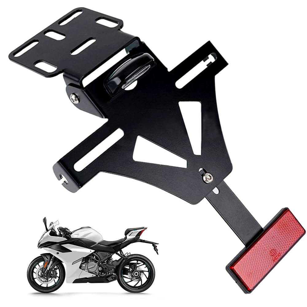 Portatarga Moto, Porta Targa Moto Regolabili con Luce Targa, Staffa Portatarga Per Universale Supporto Per Fanale Posteriore Targa Per Moto