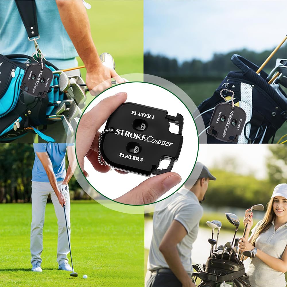 Contatore Porta Da Golf 2 Pezzi Digitale Con Catena, Materiale Abs Resistente, Leggero Portatile per 2 Giocatori