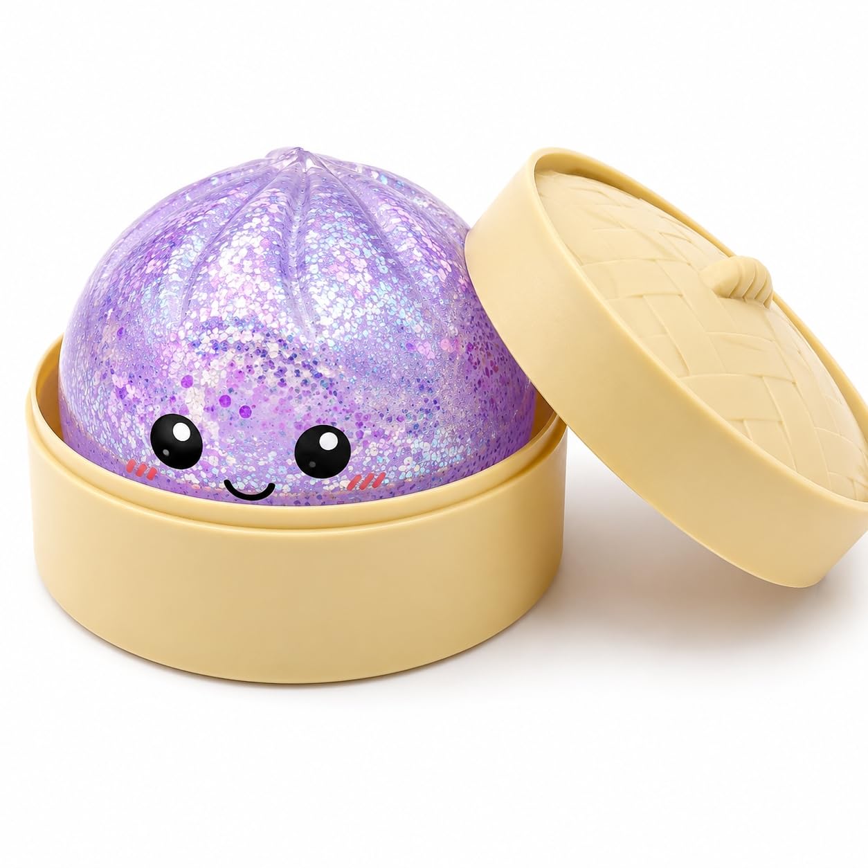 Dumpling Squishy, Squishy Dumpling Tool with Decorative Beads, Stress Relief Sensory Item for Office Workers , Portable Desk Accessory with Sparkle Details, Purple Colour Design