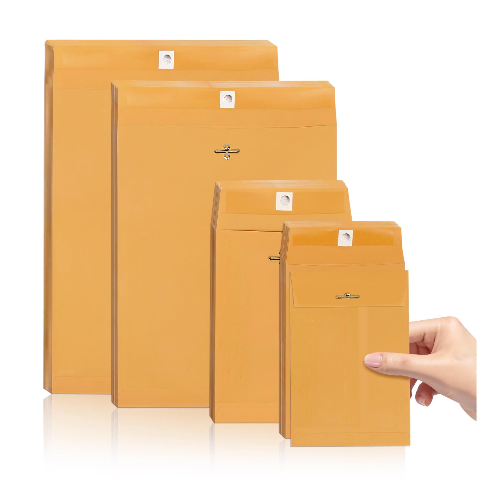 40 Pieces Manila Envelopes 5" x 7", 6" x 9, "9" x 12" & 10" x 13", Mailing Envelopes with Clasp Closure & Gummed Seal, Brown Paper Clasp Mailers for Office Home Business Document Storage (40pcs)